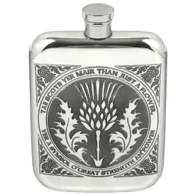 6oz Tae A Thistle Robbie Burns Scottish Pewter Hip Flask