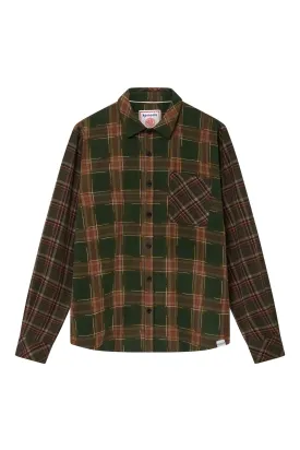 AXEL Flannel Patchwork Check Shirt - Green