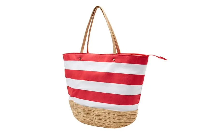 Basket Handbag in Red Fabric