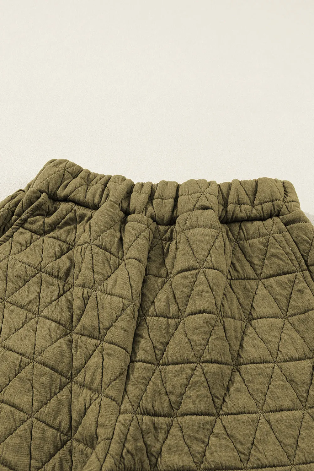 Beige Drop Shoulder Quilted Patchwork Kangaroo Pocket Hoodie