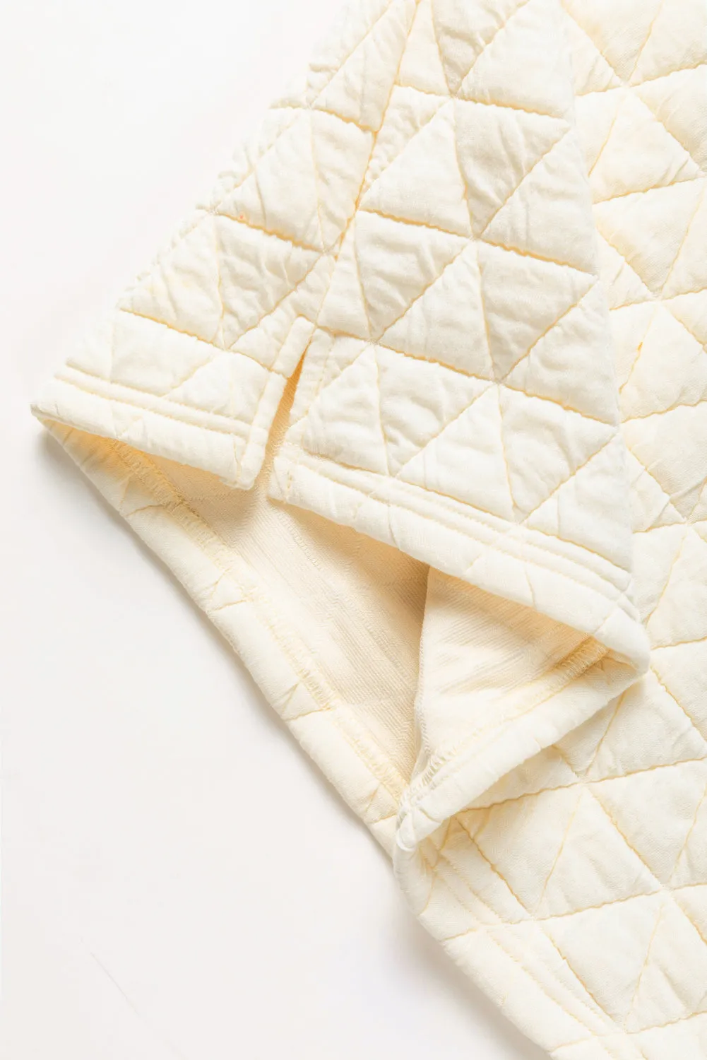 Beige Drop Shoulder Quilted Patchwork Kangaroo Pocket Hoodie