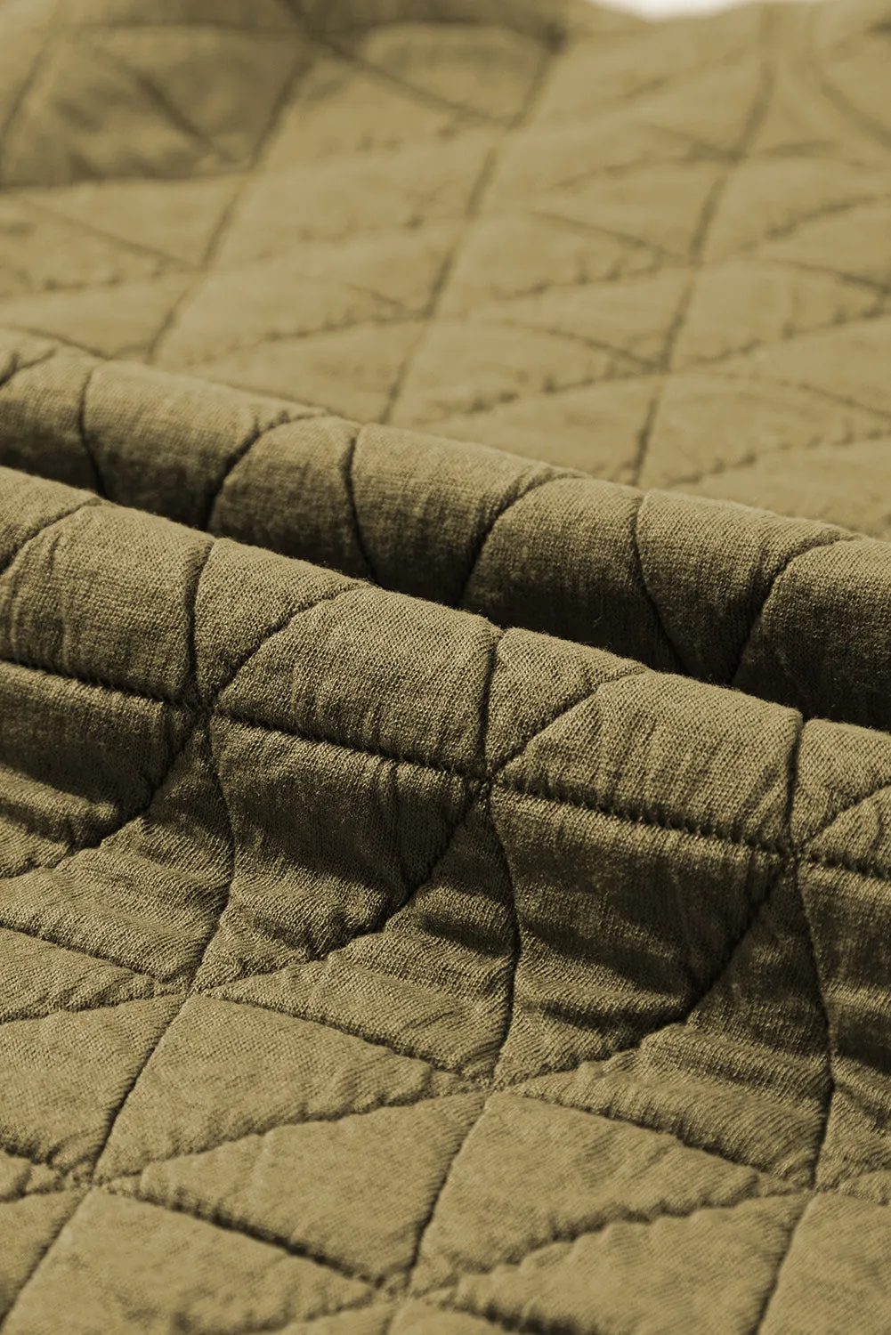 Beige Drop Shoulder Quilted Patchwork Kangaroo Pocket Hoodie