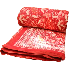 Block Print Twin/Throw Quilt | Gulab Red