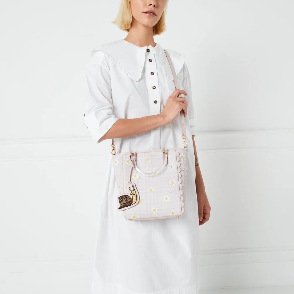 BLUSH GINGHAM SCALLOP BIBI TOTE