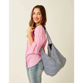 Carve Sophia Shoulder Tote: Navy Stripe