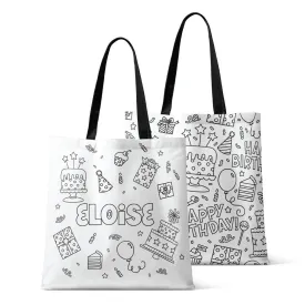 Colorable Personalized Tote Bags | Birthday Celebration