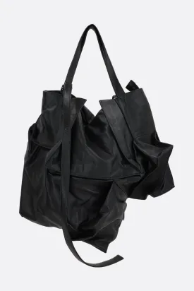 Cubic grainy leather tote bag