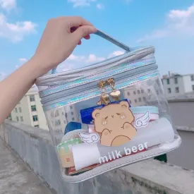 Cute bear transparent cosmetic bag PL51538