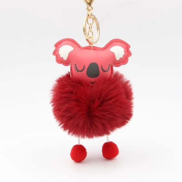 Cute Keychain with Pompom - Koala shape