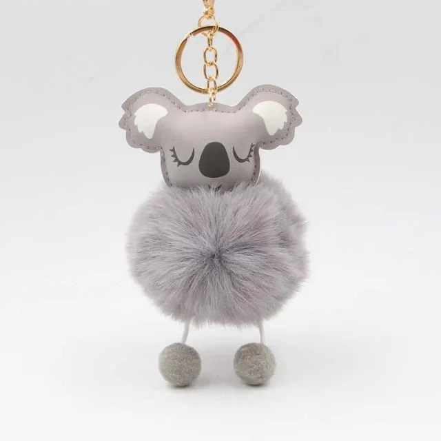 Cute Keychain with Pompom - Koala shape