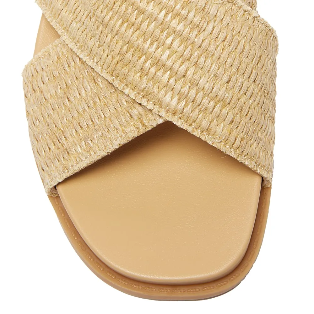 Dayna Slide in Tan Raffia