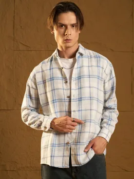 Drop Shoulder Oversized Windowpane Checked Shirt