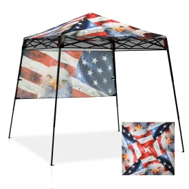 Eagle Peak SHADE GRAPHiX Day Tripper 8x8 Pop Up Canopy Tent with Digital Printed American Icon Top