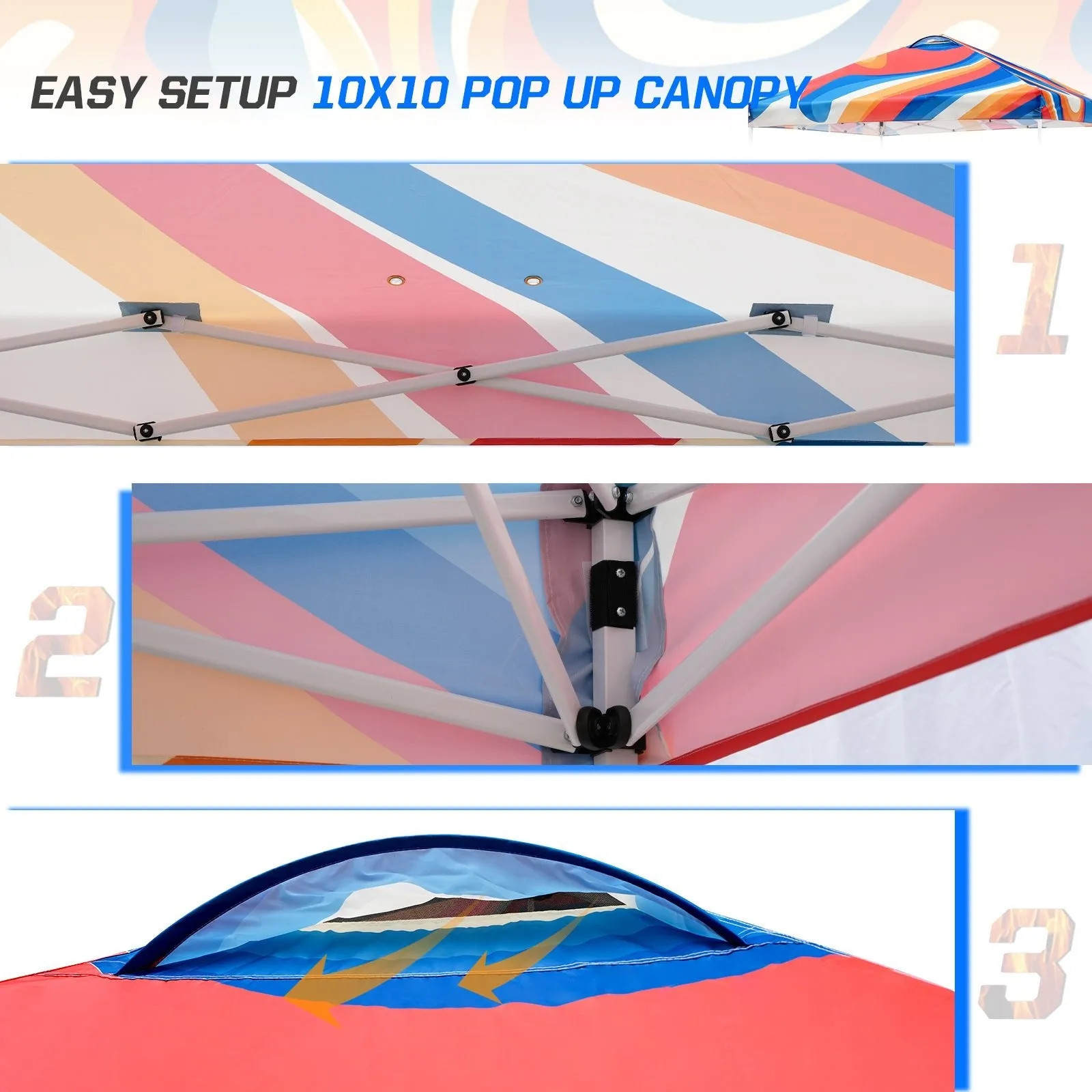 Eagle Peak SHADE GRAPHiX Easy Setup 10x10 Pop Up Canopy Tent with Digital Printed Swirl Top