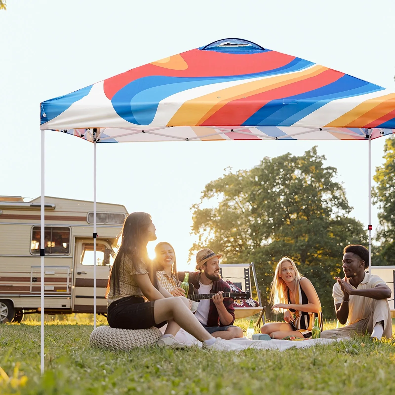 Eagle Peak SHADE GRAPHiX Easy Setup 10x10 Pop Up Canopy Tent with Digital Printed Swirl Top