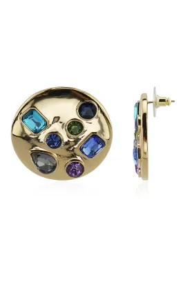 Evie Multicolored Gold Circle Earrings