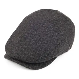 Herringbone Extended Bill Flat Cap Charcoal Wholesale Pack