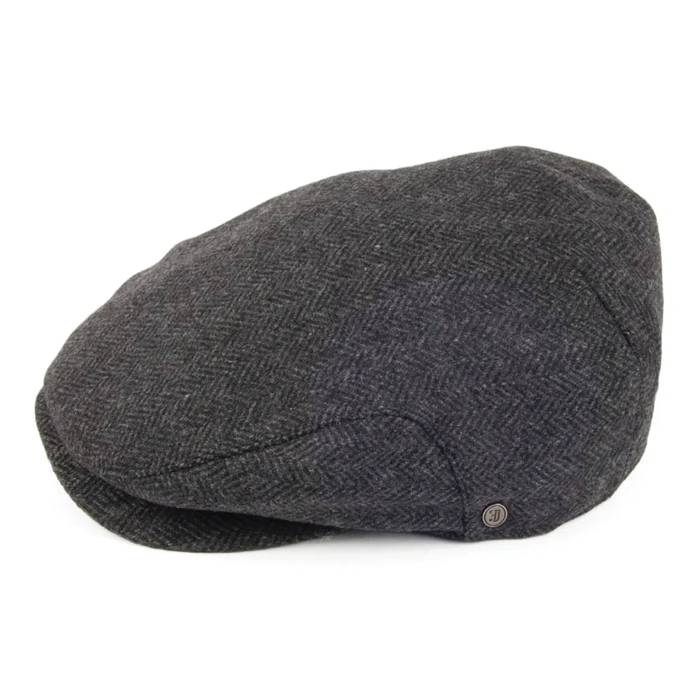 Herringbone Extended Bill Flat Cap Charcoal Wholesale Pack