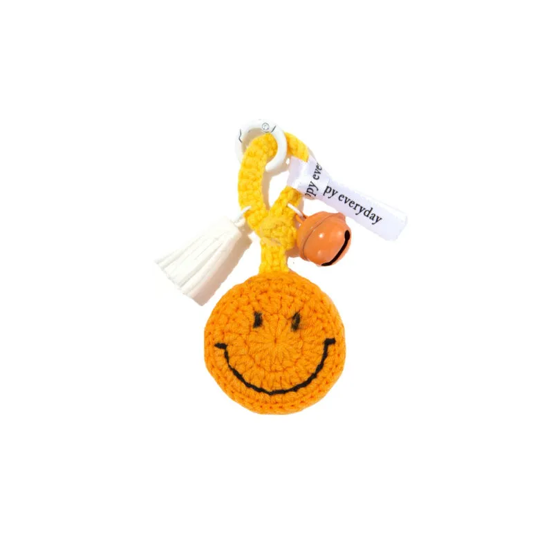 Knitted Smiley Face Keychain Creative Handmade Crochet Keychain Gift for Women