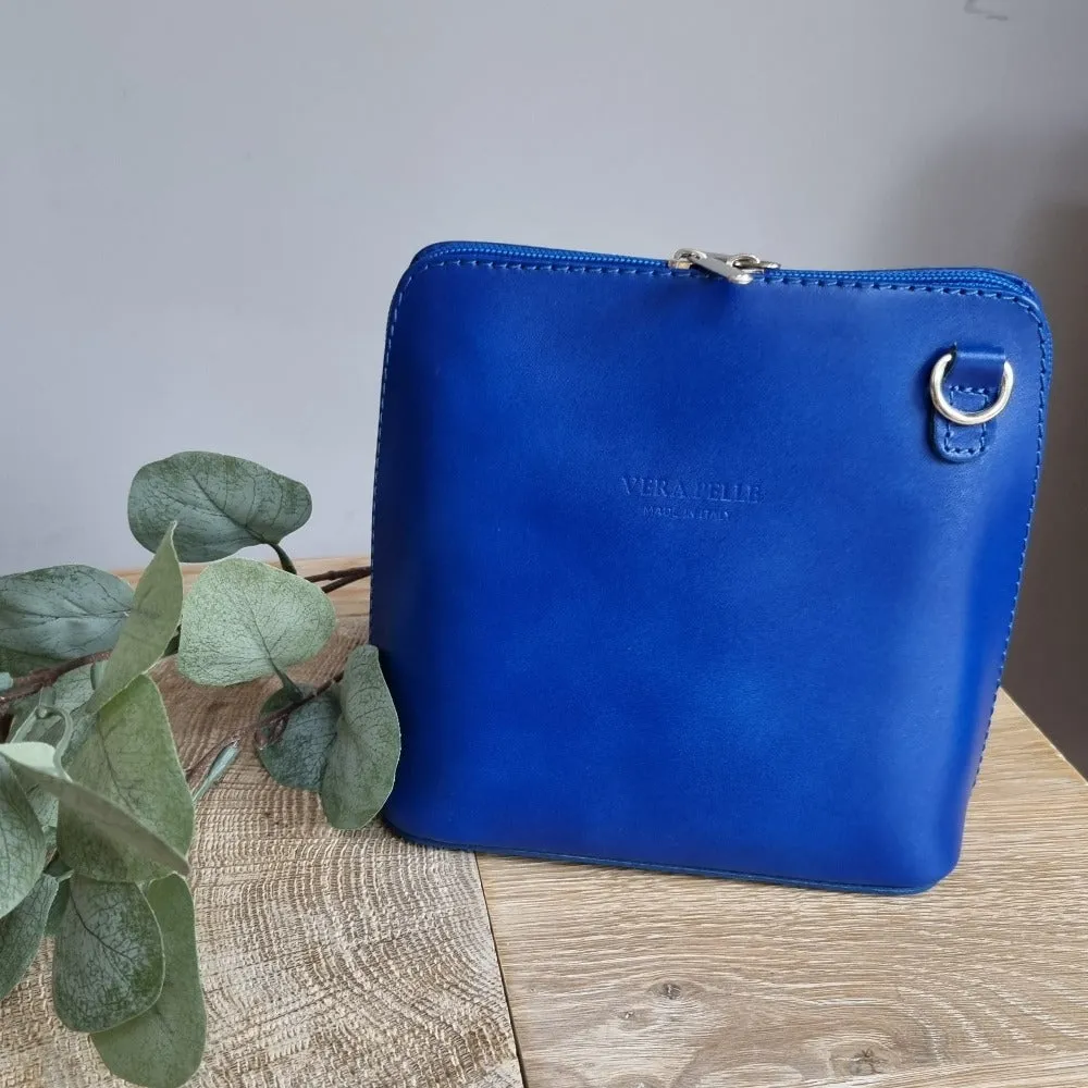 Leather Ladies Small Cross Body PS14 In Blues