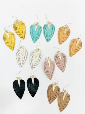 Leather Leaf Earrings