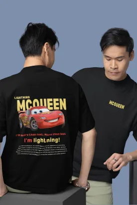 Lightning McQueen CARS Unisex Both Side Printed Black Oversized T-shirt