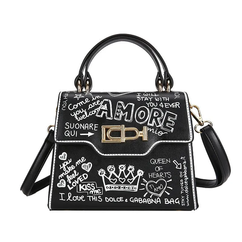 Mini Leather Graffiti Crossbody Bag