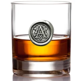 Monogram Whiskey Whisky Glass Tumbler Personalised Gift With Pewter Initial