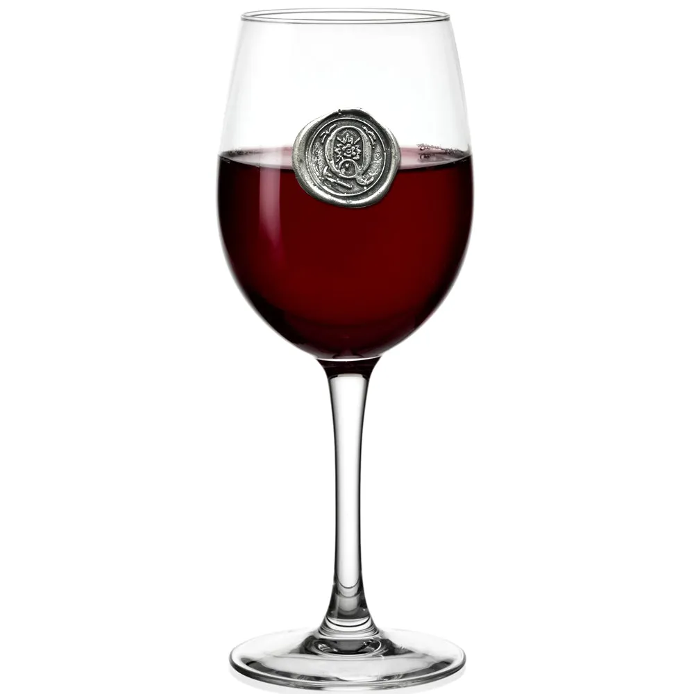 Monogram Wine Glass Personalised Gift With Pewter Initial