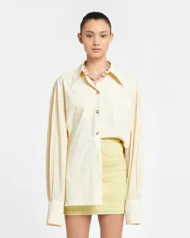 Nele - Pleated Poplin Shirt - Creme