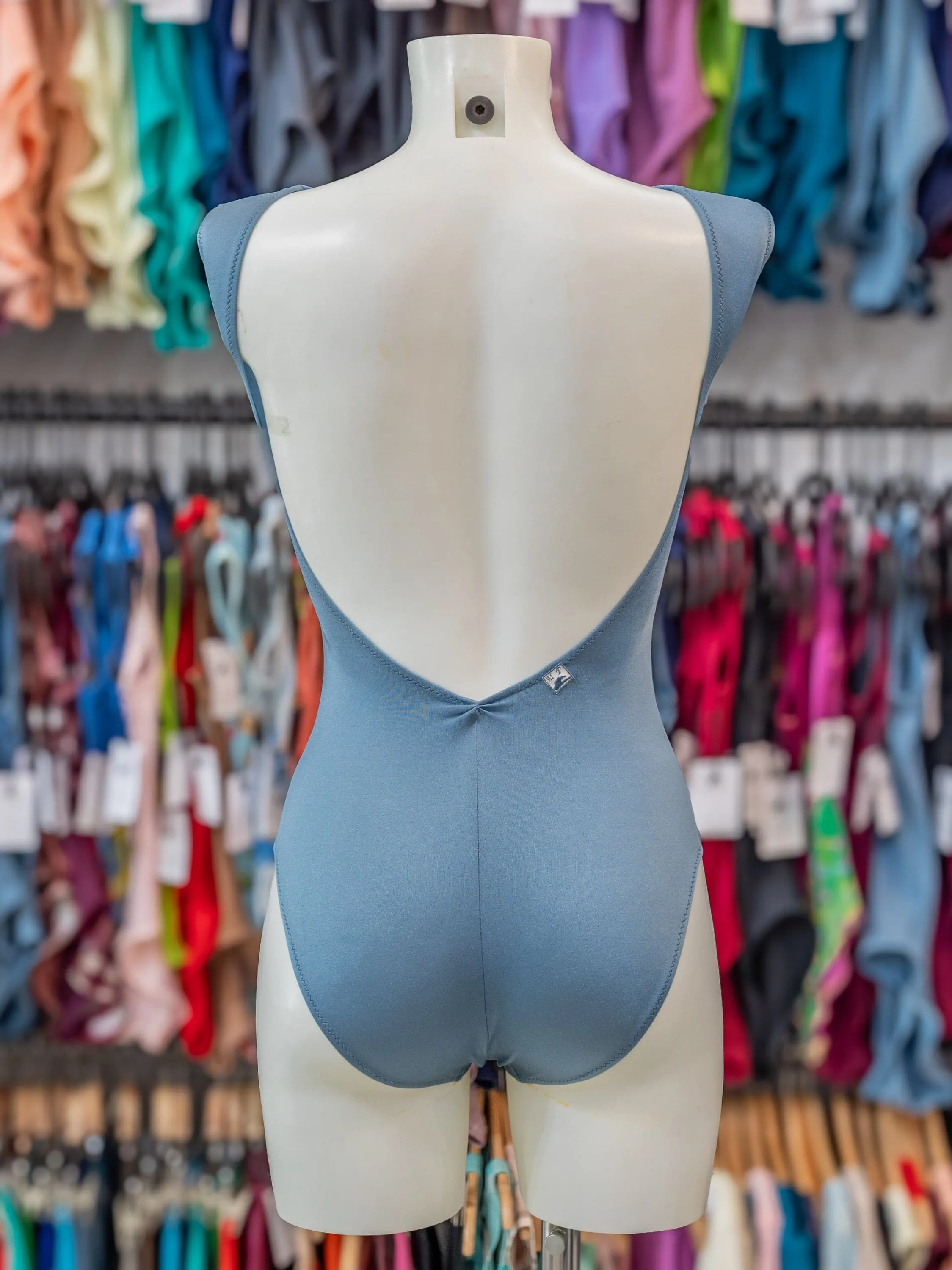 Powder Blue Velvet Dance Tank Leotard MP255