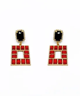 RECTANGULAR STUD WITH SQUARE SHAPE DROP EARRINGS