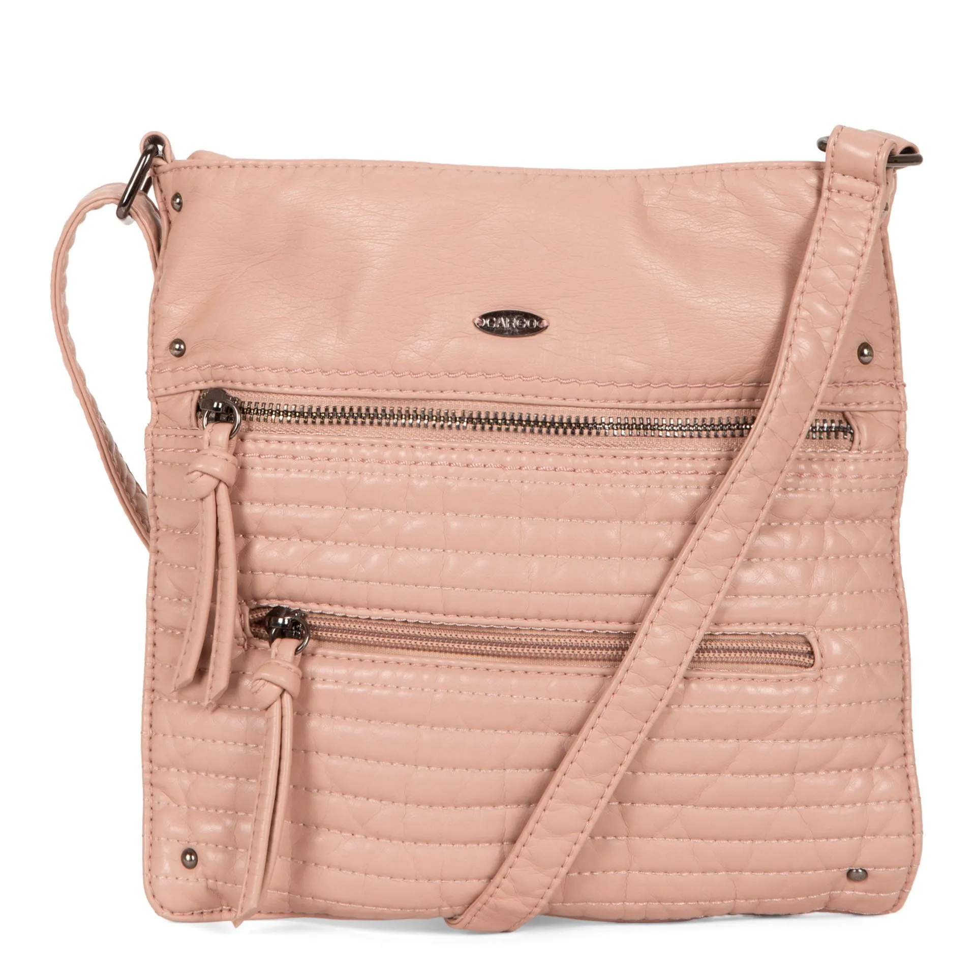 Small Faux Leather Quilted Multi Zip Crossbody