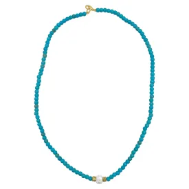 Turquoise Beaded Necklace with Pearl