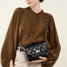 Women Classic Leather Chian Strap Cross Body Bag